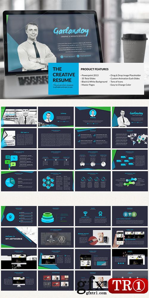 creativemarket -创意的简历介绍 pptx - The Creative Resume Presentation