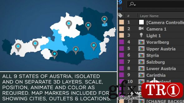AE模板 奥地利区域地图动画工具包 20975448