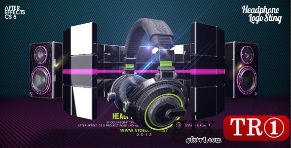 AE模板 3D模型耳机logo标志演绎  2508675