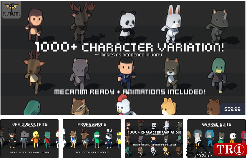 CG天下  1000+低模动物角色设计字符三维模型包  Character Pack