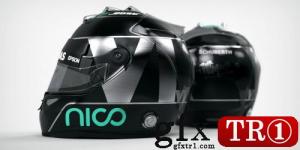 Turbosquid-Nico Rosberg 2016风格赛车头盔，一级方程式，由DaiMOnDesign设计